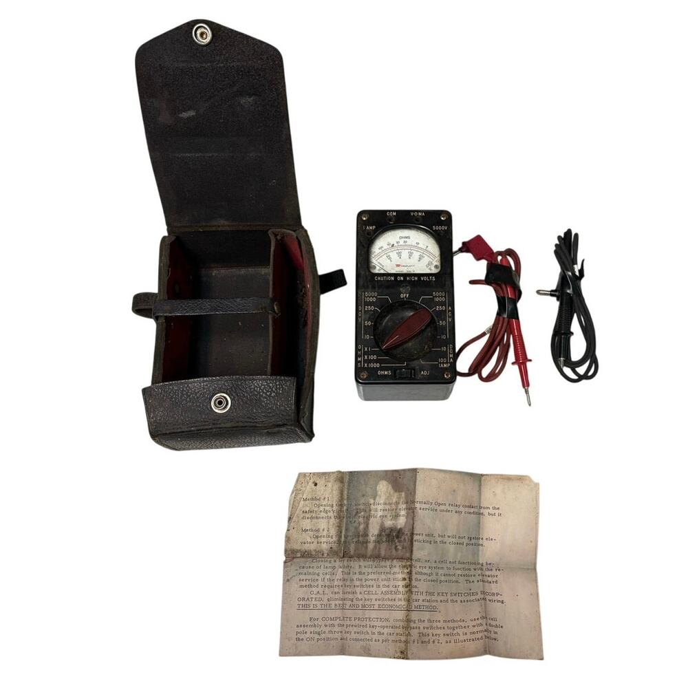 Vintage Triplett Multimeter Model 60 w/ Leather Case & Leads Untested